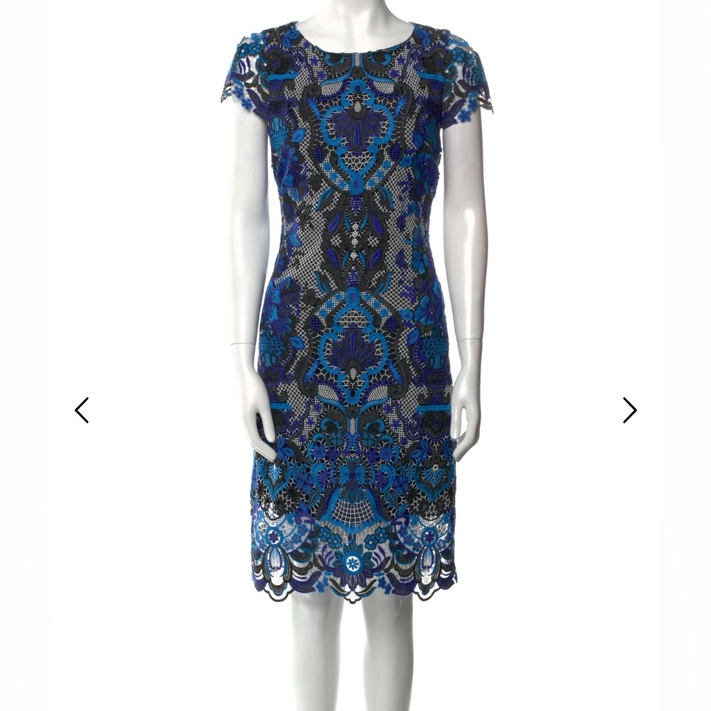 Alice + Olivia Vibrant Blue and Black Midi Dress